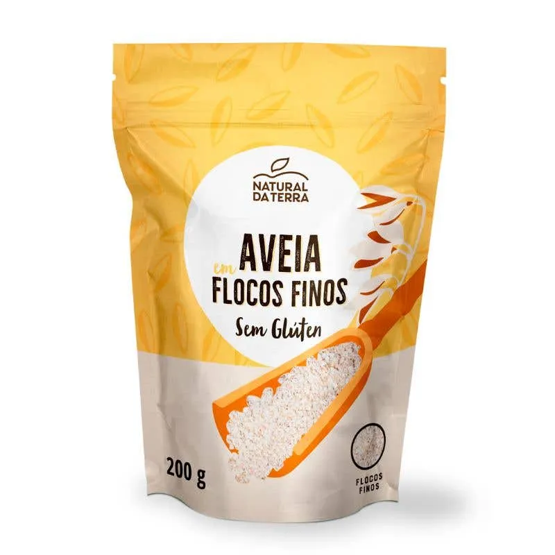 Aveia em Flocos Finos sem Glúten Natural da Terra 200g