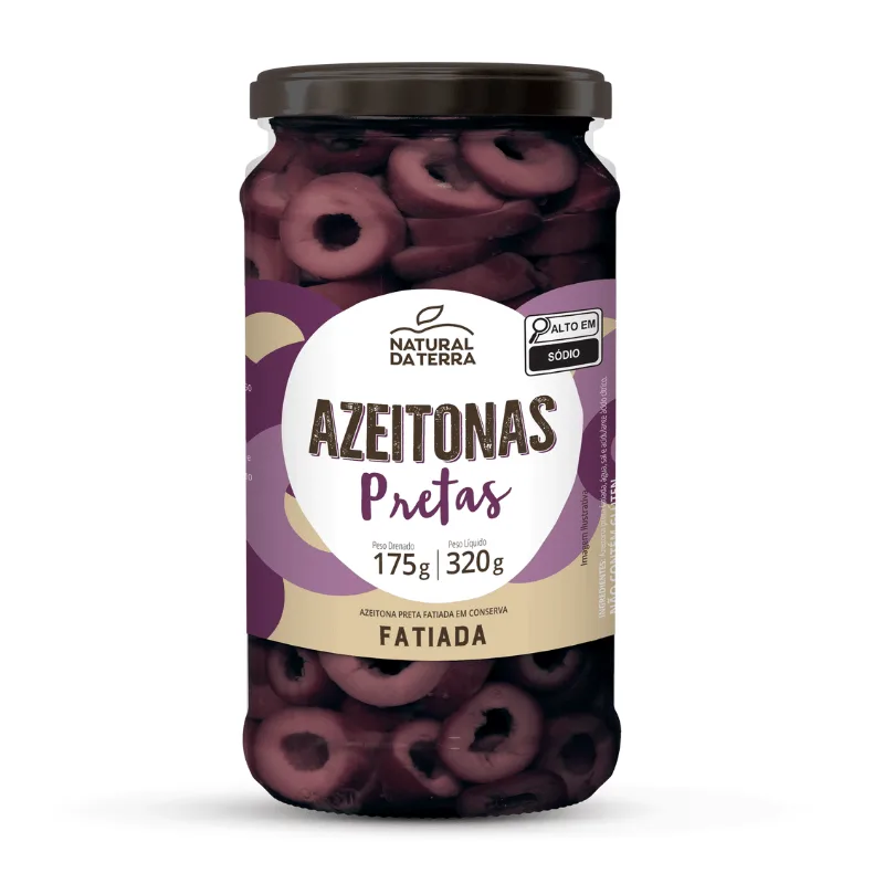 Azeitonas Pretas Fatiadas Natural da Terra 175g
