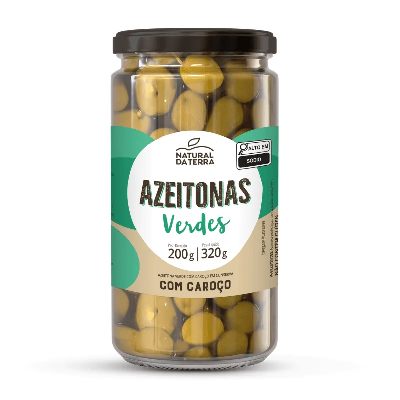 Azeitonas Verdes Com Carocos Natural Da Terra 200g