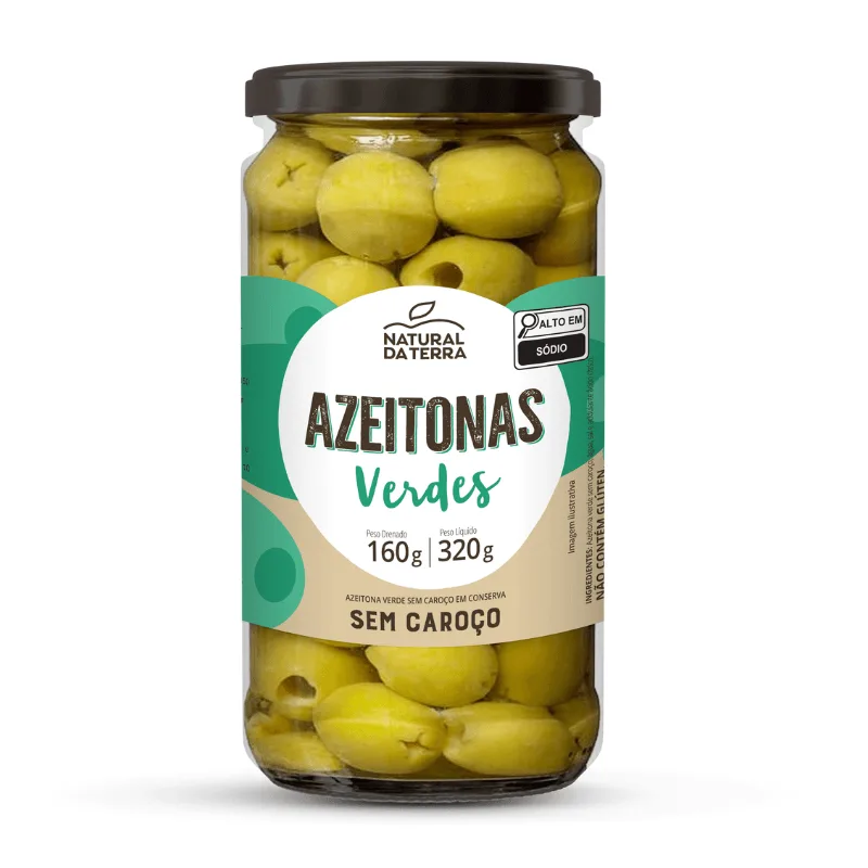 Azeitonas Verdes sem caroço Natural da Terra 160g