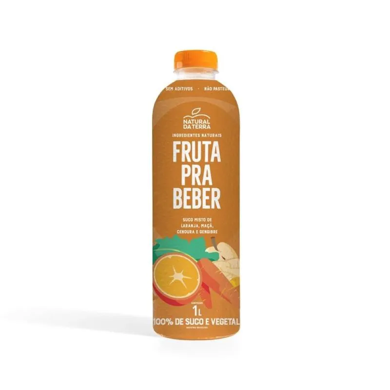 Suco Laranja Maçã Cenoura e Gengibre Fruta pra Beber Natural da Terra 1L SUCO LARANJA MACA CEN E GENG FPB HNT 1L