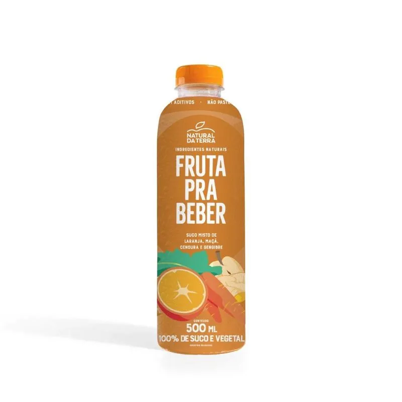 Suco Laranja Maçã Cenoura e Gengibre Fruta pra Beber Natural da Terra 500ml SUCO LARAN MACA CEN E GENG FPB HNT 500ML