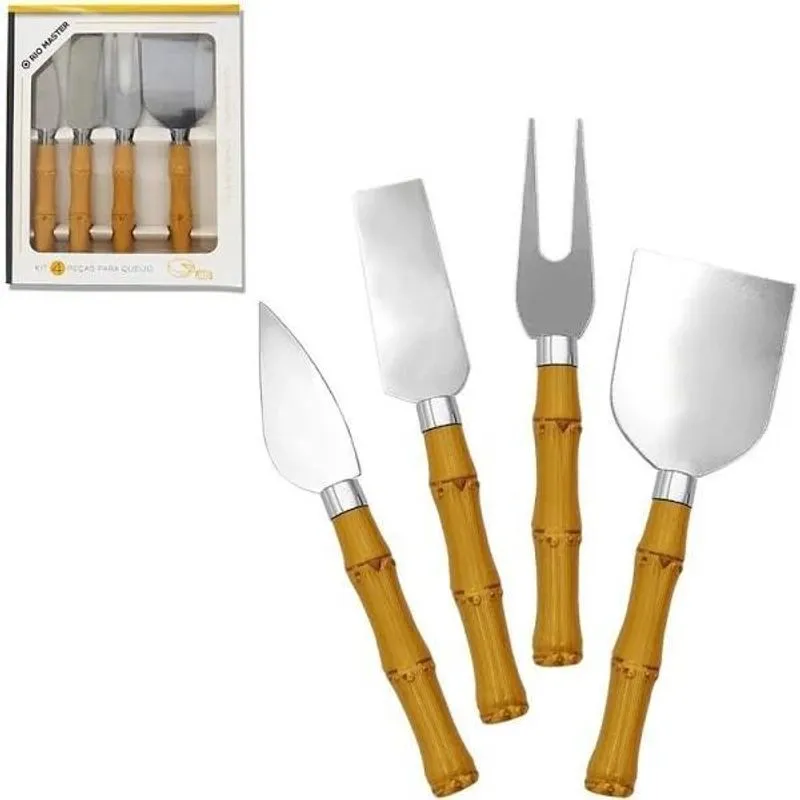 Conjunto Queijo De Inox 4 Pecas Cabo Plastico Rio Master