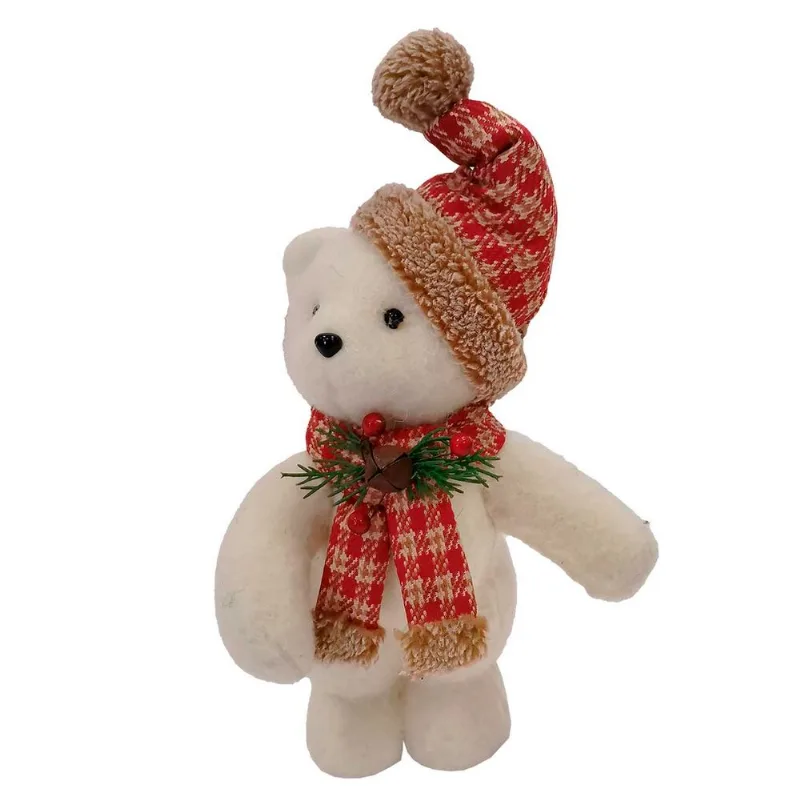 Urso de Pelúcia Natalino C/ Gorro 33cm em Poliéster Rio Master