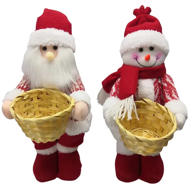 Enfeite Boneco Com Cesto De Palha Vm 35cm Natal