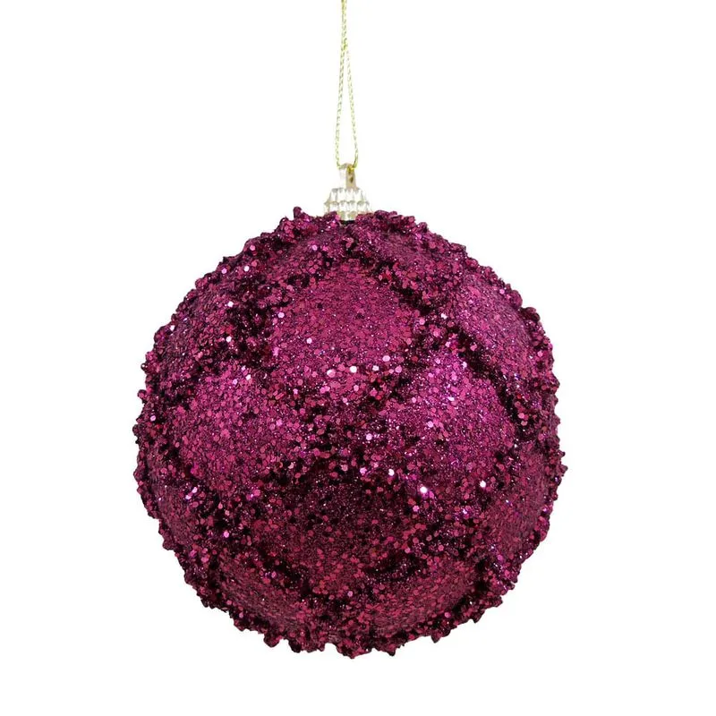 Bola Decor c/ Glitter Vinho 10cm c/ 3 unidades