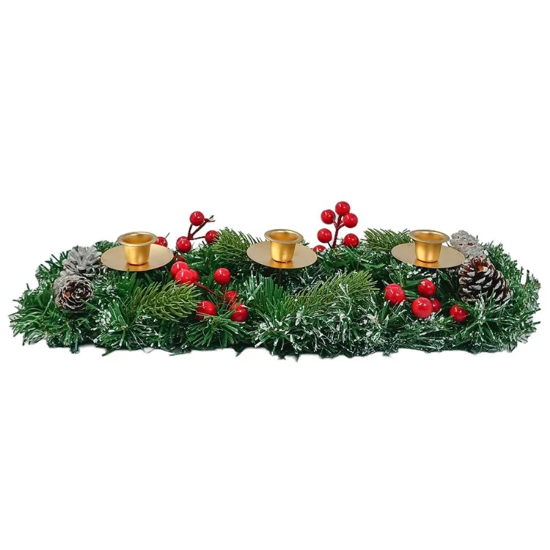 Arranjo Natal C/Castiçal 40cm em Plástico Rio Master