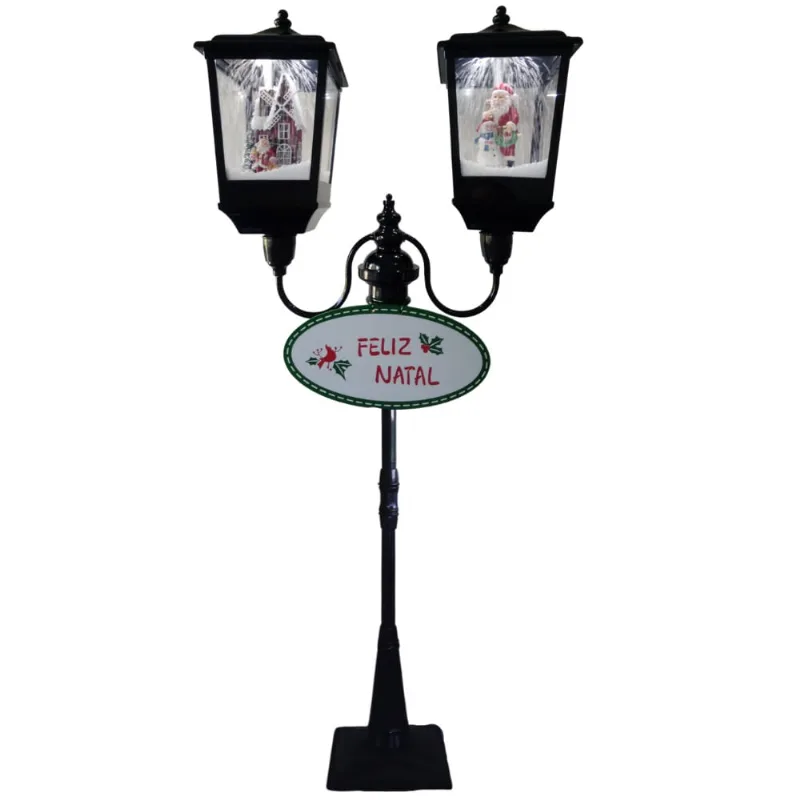 Poste Natalino Duplo Luxo Musical, Neve e Leds 180cm Bivolt super saldão