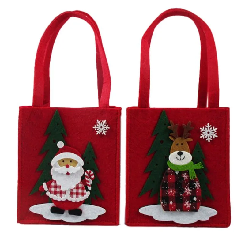 SACOLA FELTRO VM PAPAI NOEL E RENA NA NEVE