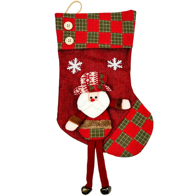 Bota Natalina C/ Boneco 34cm em Poliéster Rio Master-Vermelho Papai Noel