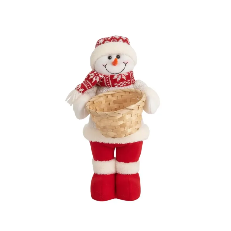 Enfeite Natalino Boneco Rio Master com Cesto de Palha 35cm Vermelho Br com 1 Unidade