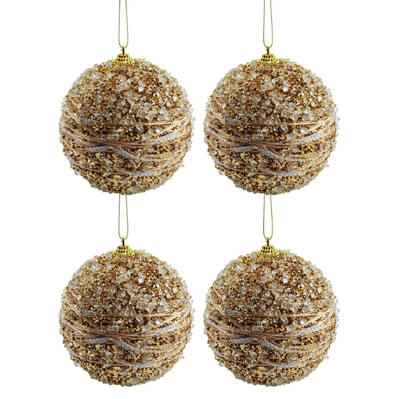 Jogo de Bolas Natalinas Glitter 4 Peças 8cm em Plástico Rio Master