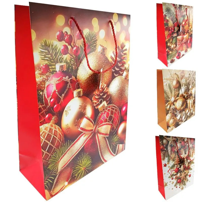 Sacola P/ Presente Natalina 40x30cm em Papel Rio Master