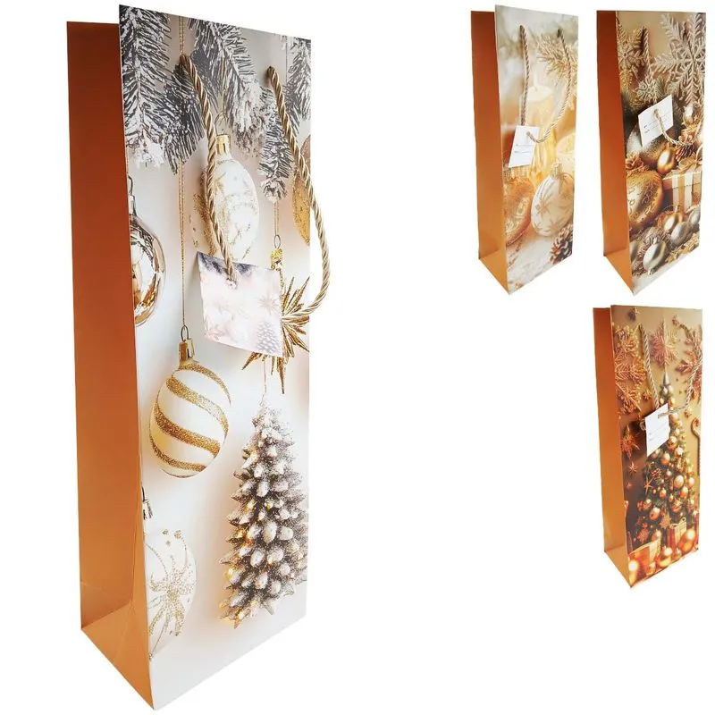 Sacola P/ Vinho Natal 36x12,7cm em Papel Rio Master