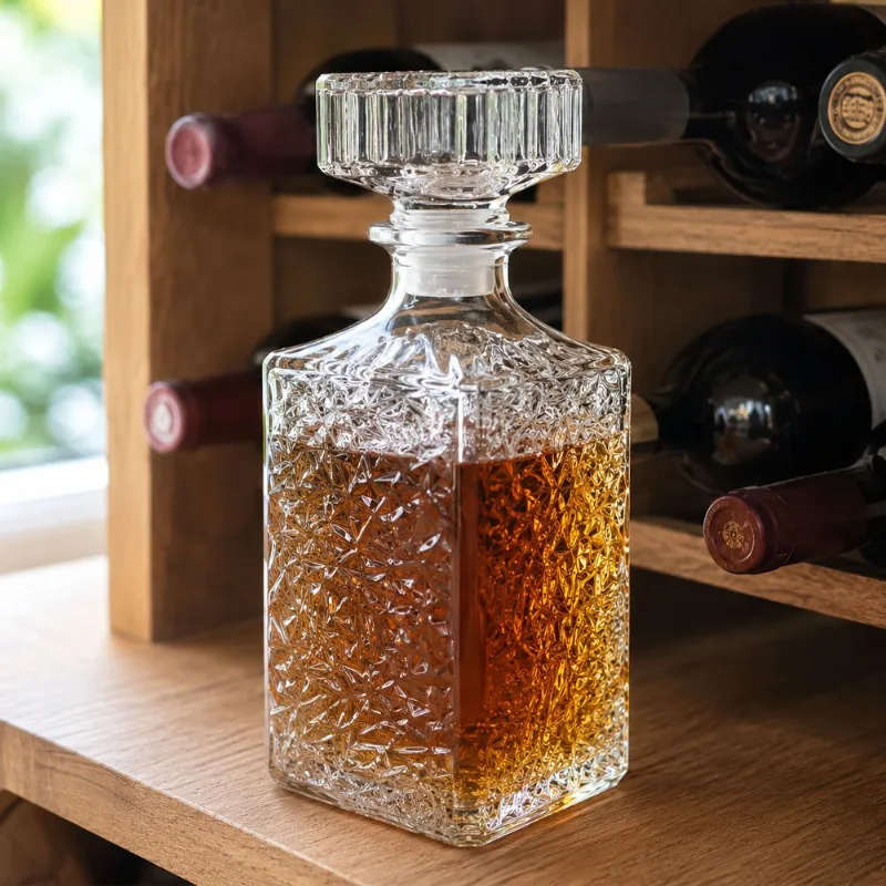 Garrafa Frasco Licoreira Whisky Licor Quadrada Vidro 920ml
