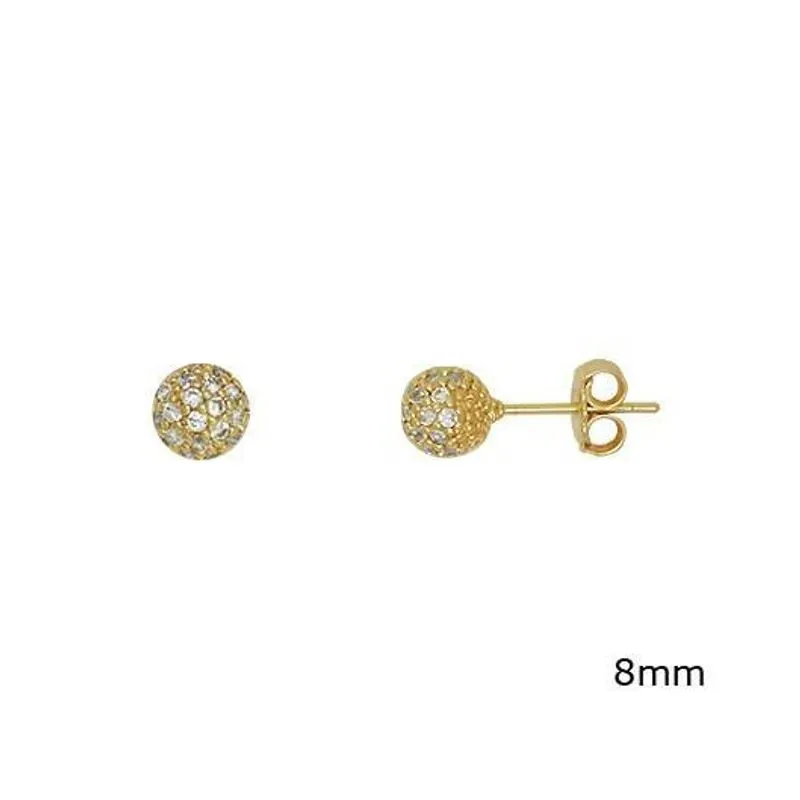 Brinco Fundido Bola 8mm Com Zircônia