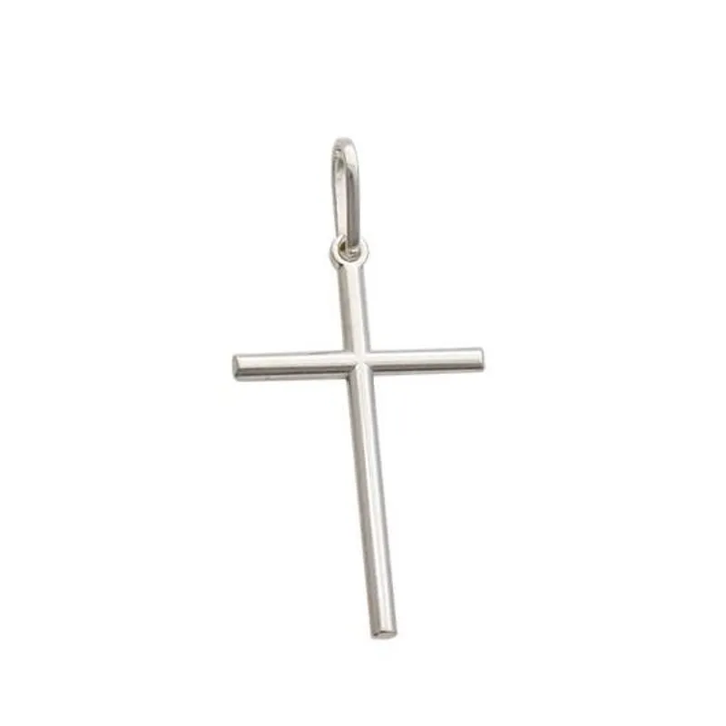 Pingente De Prata Cruz Palito 30mm