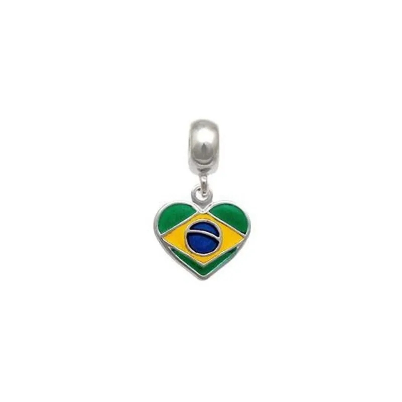 Berloque Prata Bandeira Do Brasil