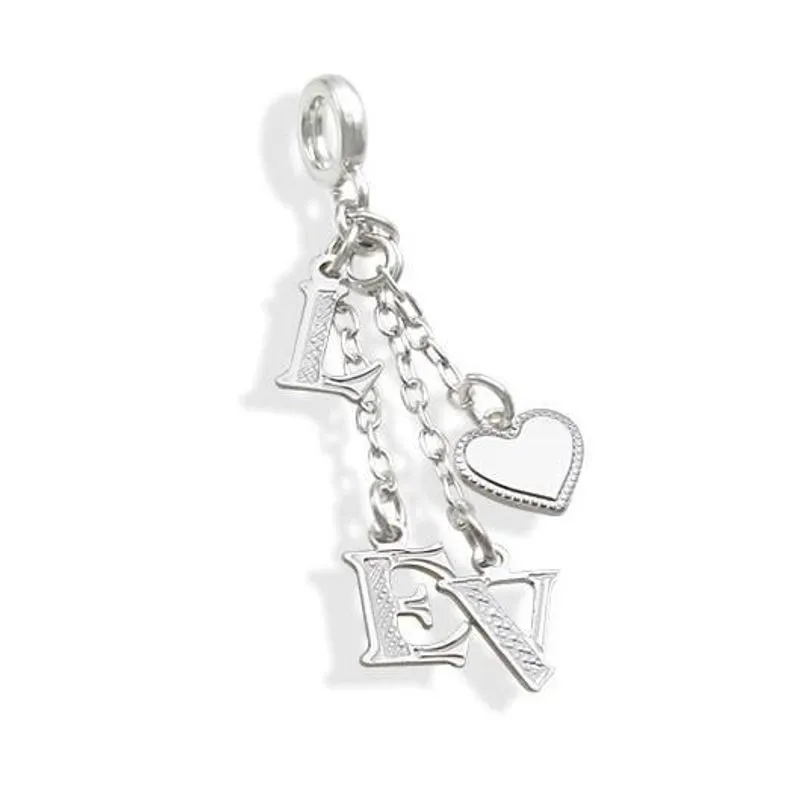 Berloque De Prata Cacho Love Com Coração 7mm
