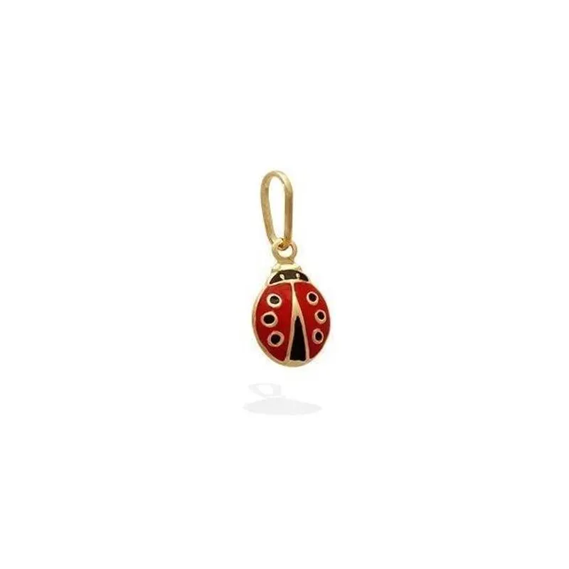 Pingente Joaninha 10mm Com Resina Vermelha