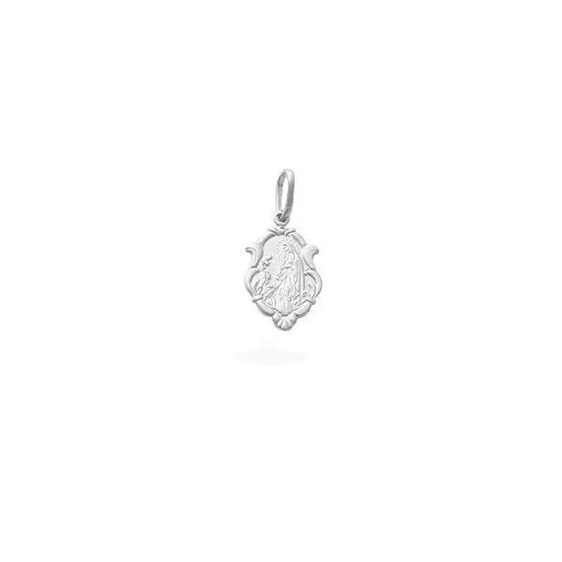 Pingente De Prata Moldura Nossa Senhora De Lourdes 14mm