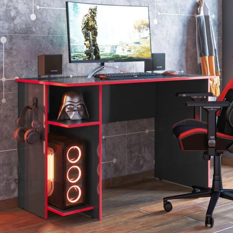 Escrivaninha Gamer West Preto Vermelho
