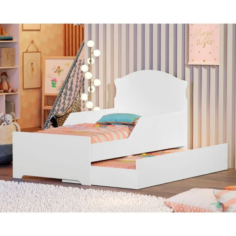 Mini Cama Infantil Com Auxiliar Branco Deluxe