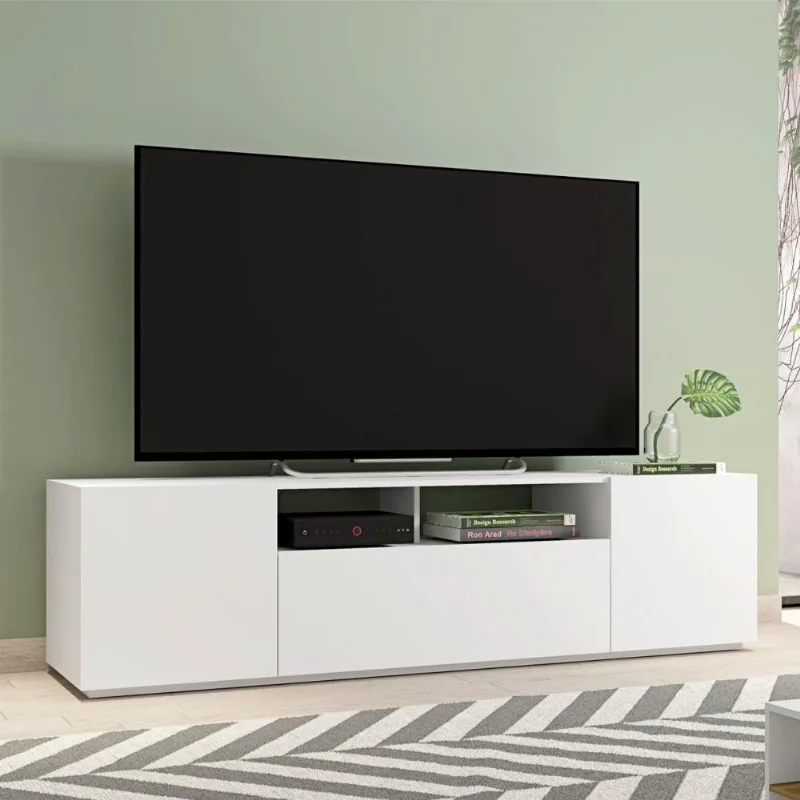 Rack Para Tv Com Portas E Gavetas Romeu Branco