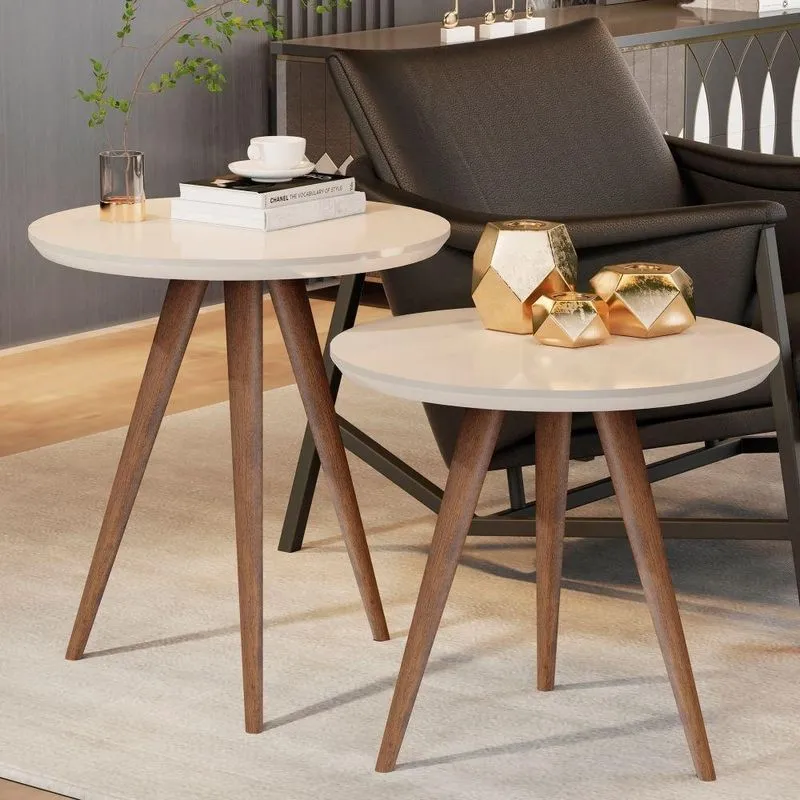 Mesinha Suporte Sala Canto Lateral Off White