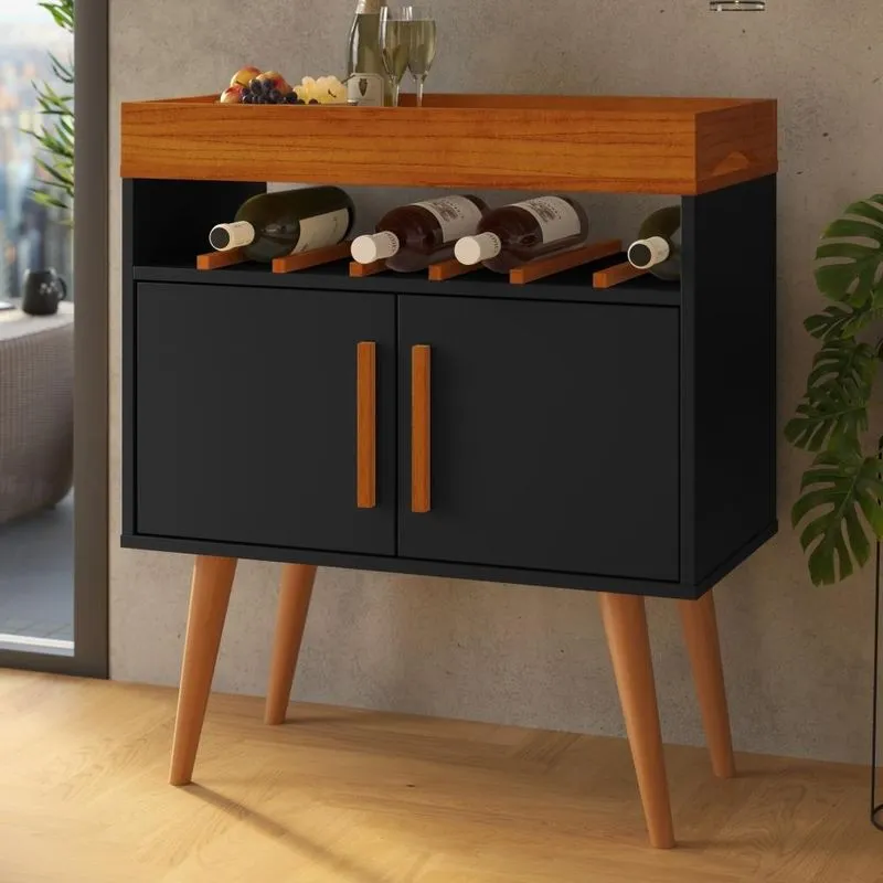 Bancada Café Bari Com 2 Portas Preto Caramelo