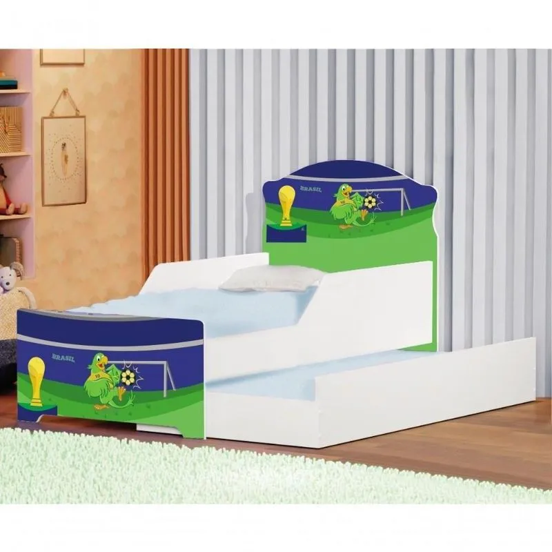 Mini Cama Infantil Com Auxiliar Pop Papagaio Futebol Com Colchão
