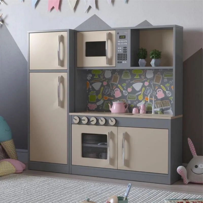 Mini Armário Cozinha Com Refrigerador Isabelly Cinza