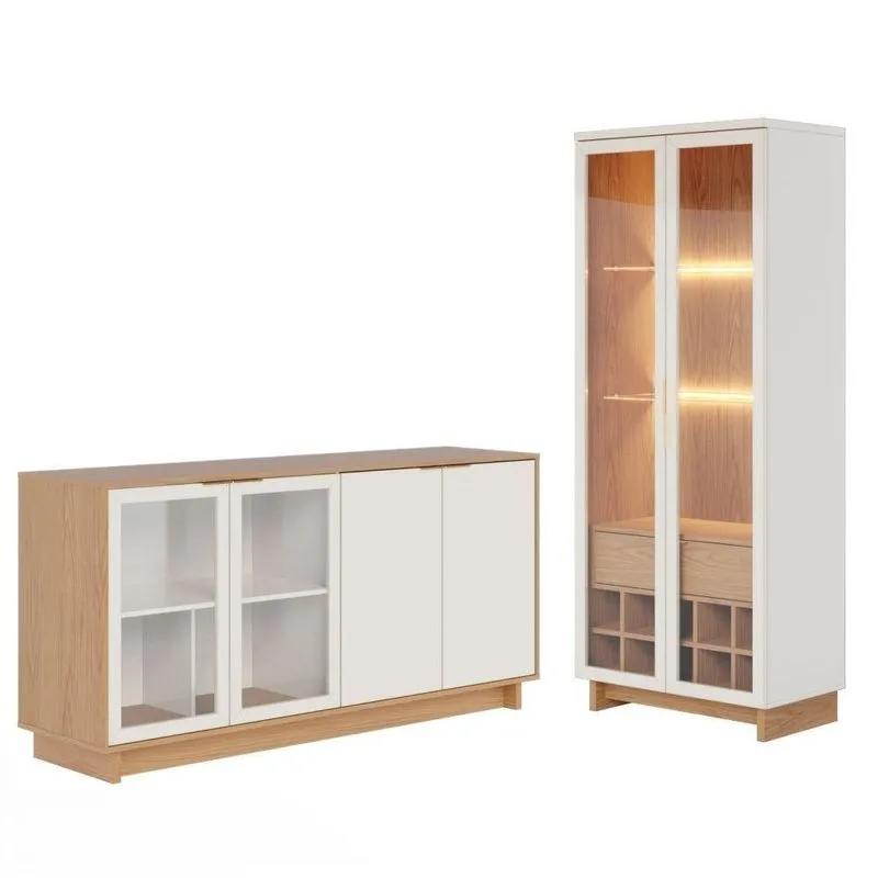 Conjunto Cristaleira E Buffet Multi Off White Freijo