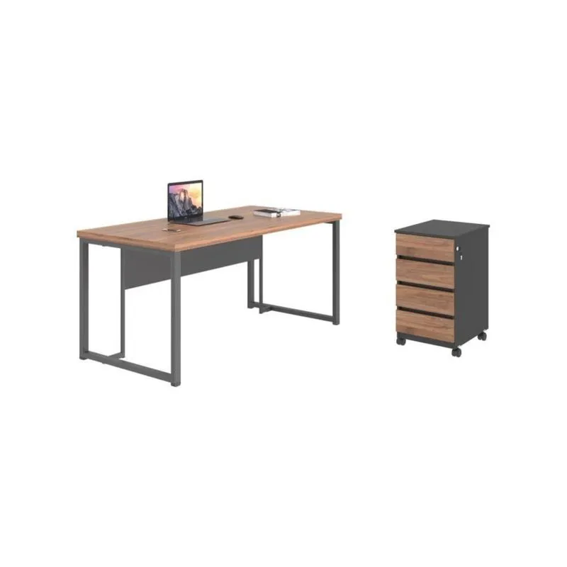 Jogo Arquivo E Mesa Ampli Noce Preto