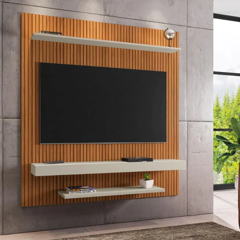 Painel Para Tv 60" Paris Ripado Off White