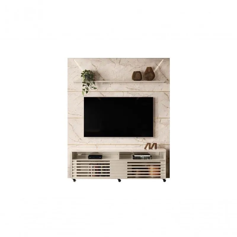 Composição Rack E Painel Piso-teto Maryland Calacata Off-white