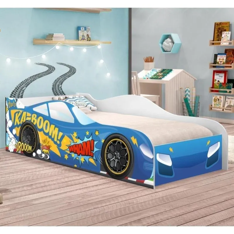 Cama Carro Vrooom Azul Solteiro