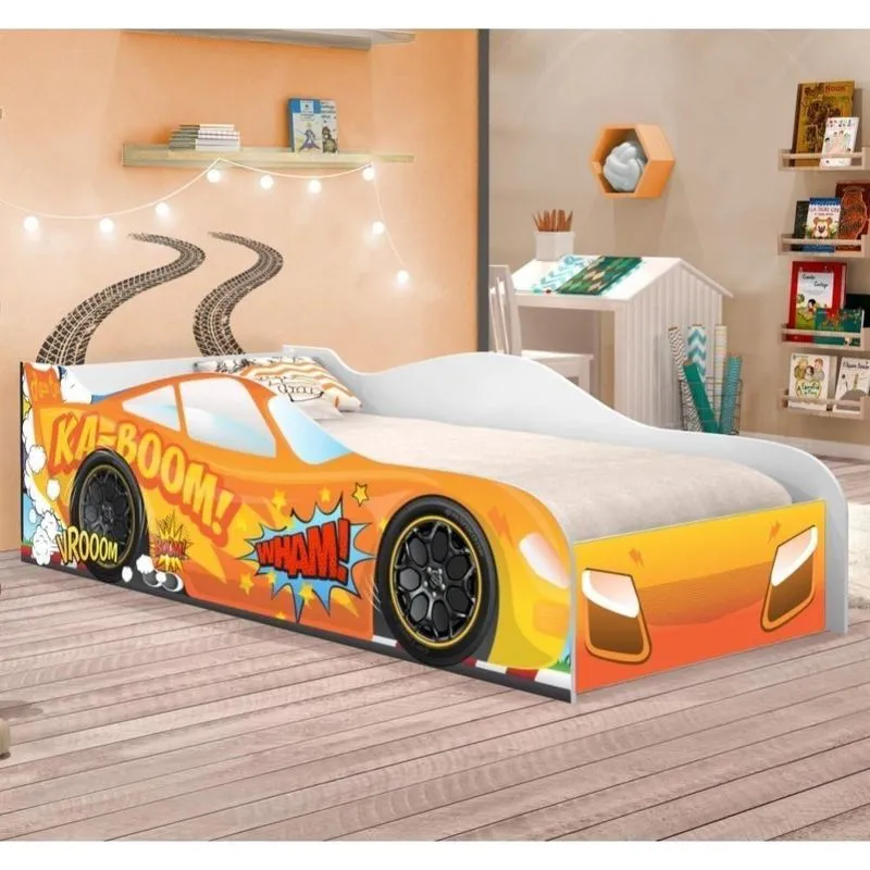 Cama Carro Vrooom Laranja Solteiro