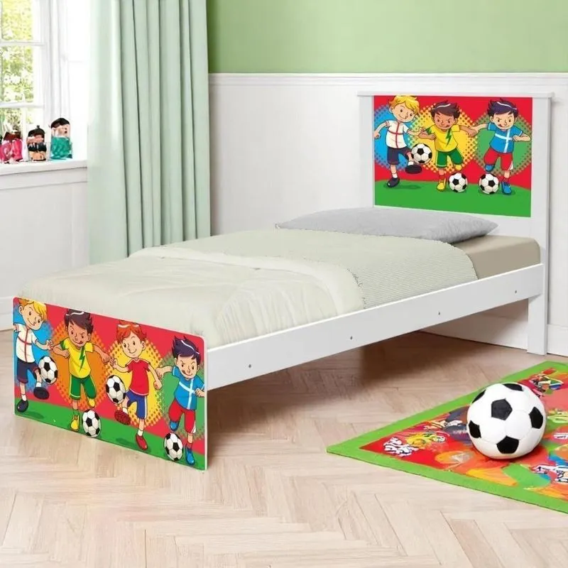 Cama Solteiro Adesivada Futebol Meninos Com Colchão