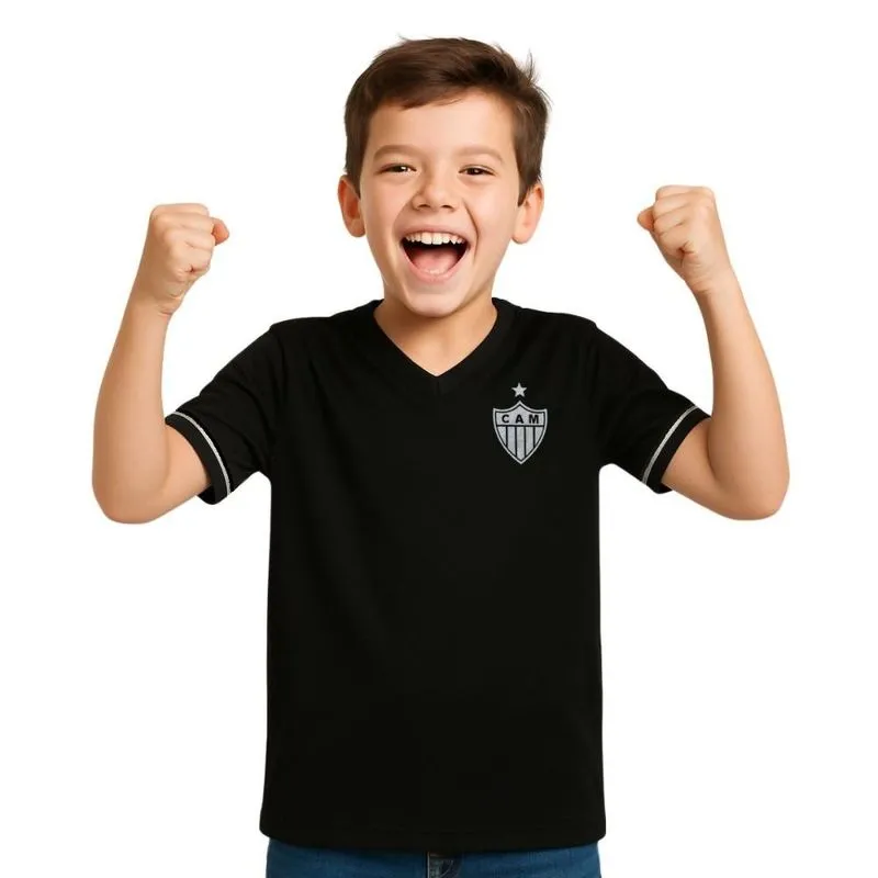 Camiseta Atlético MG Infantil Estampa Prateada Oficial Tam 4