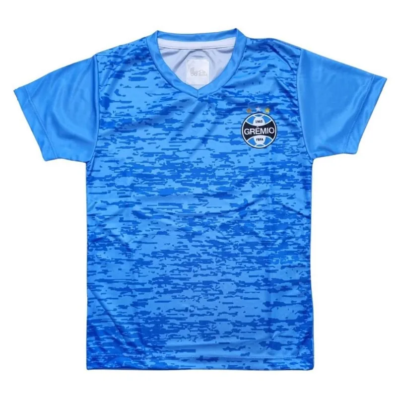 Camiseta Infantil Grêmio Rajada Azul Oficial Tam 14