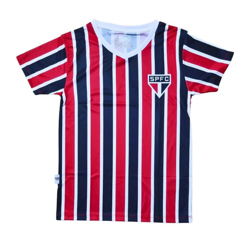 Camiseta São Paulo Infantil Listrada Tricolor Oficial Tam 14