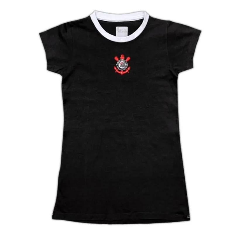 Vestido Infantil Corinthians Tubinho Preto Oficial Tam 8
