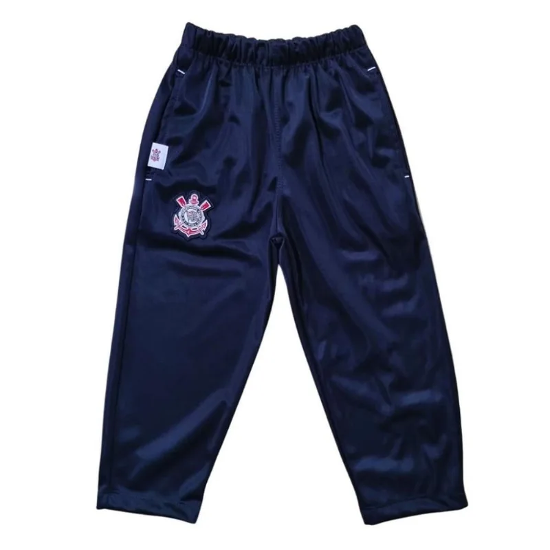 Calça Infantil Corinthians Preta Flanelada Oficial Tam 2 / Preto