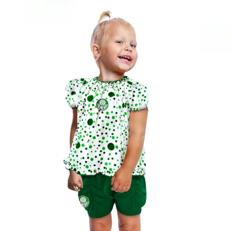 Conjunto Palmeiras Infantil Com Bata e Shorts Oficial Tam 1