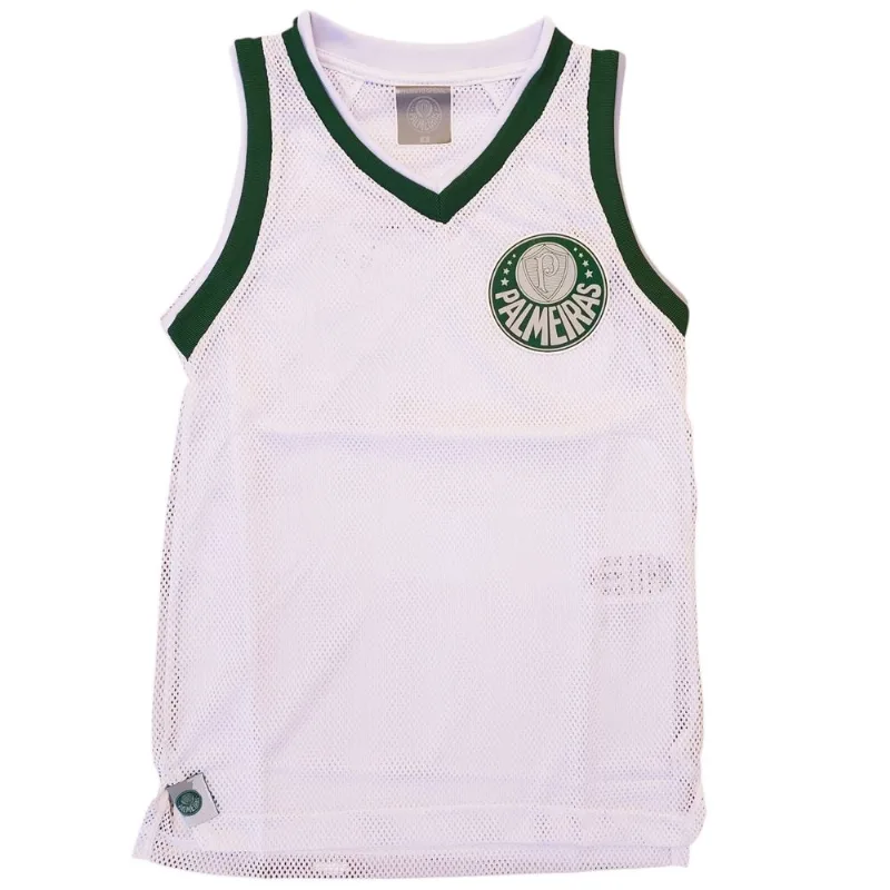 Camisa Do Palmeiras Infantil Regata Basket Oficial Revedor - Branca - 4