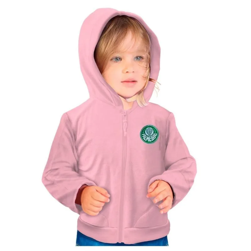 Blusa Jaqueta Rosa Palmeiras Infantil Juvenil Plush Oficial Tam 10