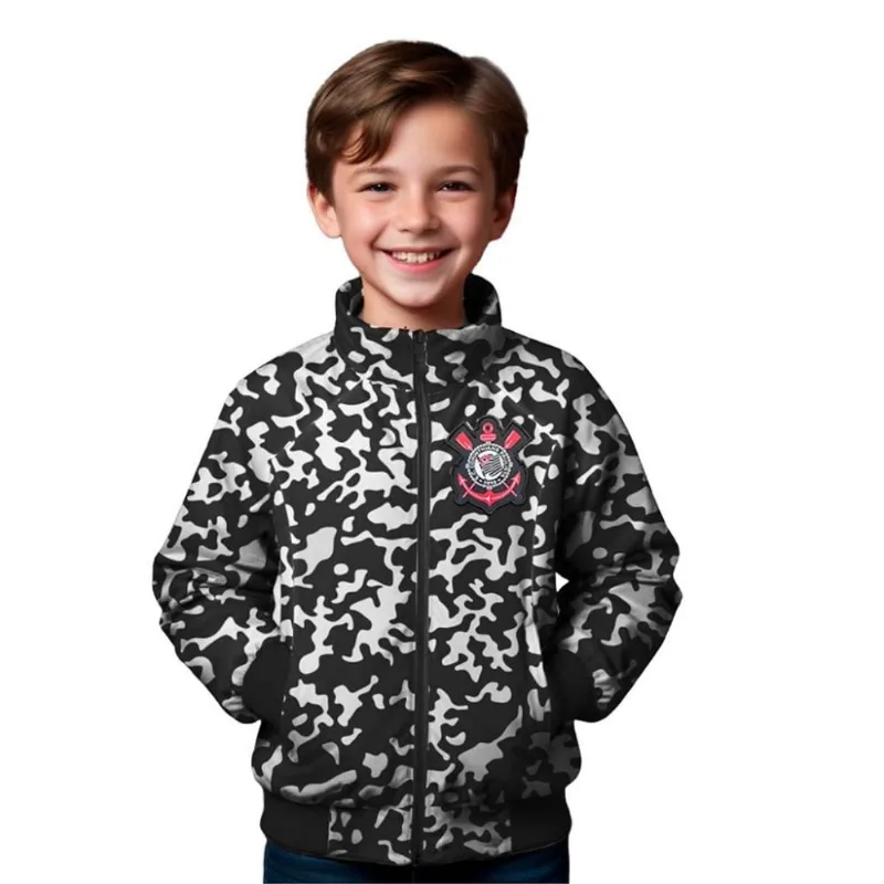Jaqueta Infantil Corinthians Blusa De Frio Camuflada Oficial Tam 10