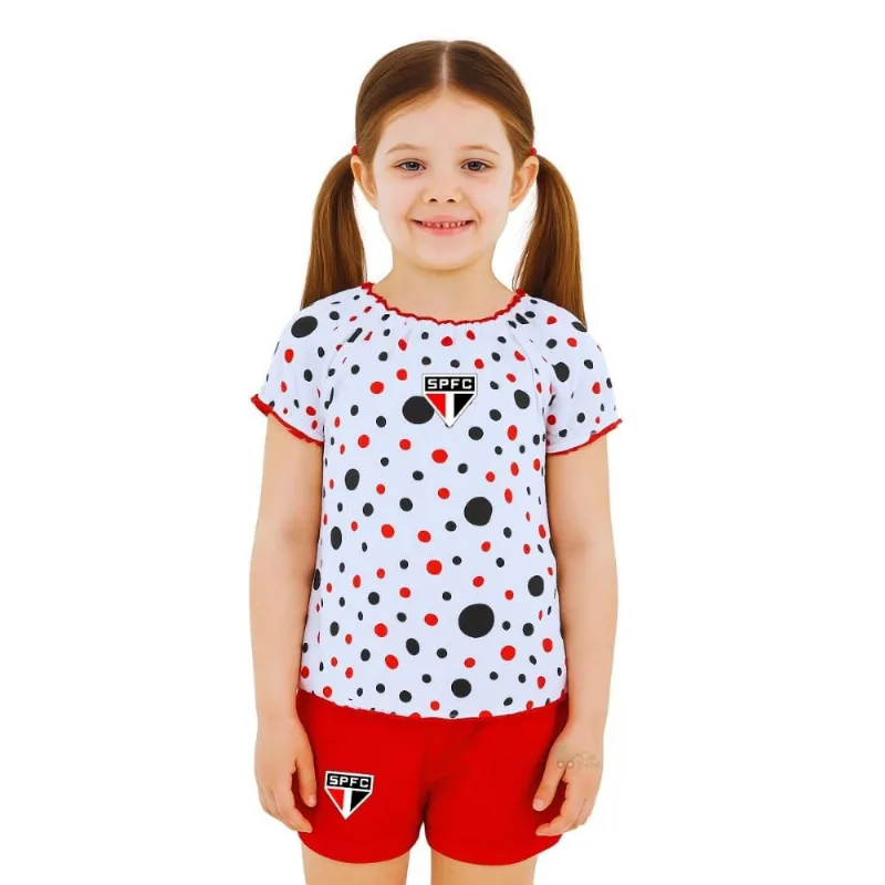 Conjunto São Paulo Infantil Com Bata e Shorts Oficial Tam 8