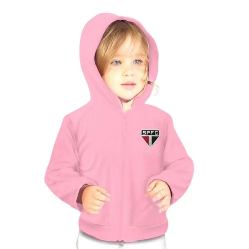 Blusa Jaqueta Rosa São Paulo Infantil Juvenil Plush Tam 8